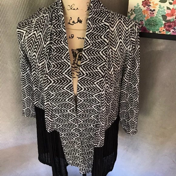 CHICO'S black white mesh kimono light cardigan 0X - Picture 13 of 14